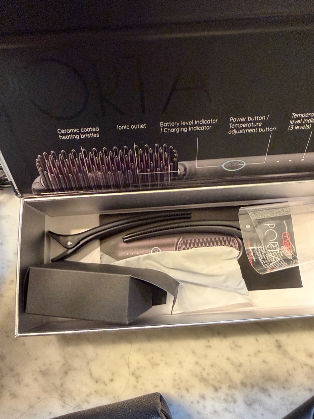 TYMO Porta Portable Hair Straightening Brush - Black - Picture 4 of 8